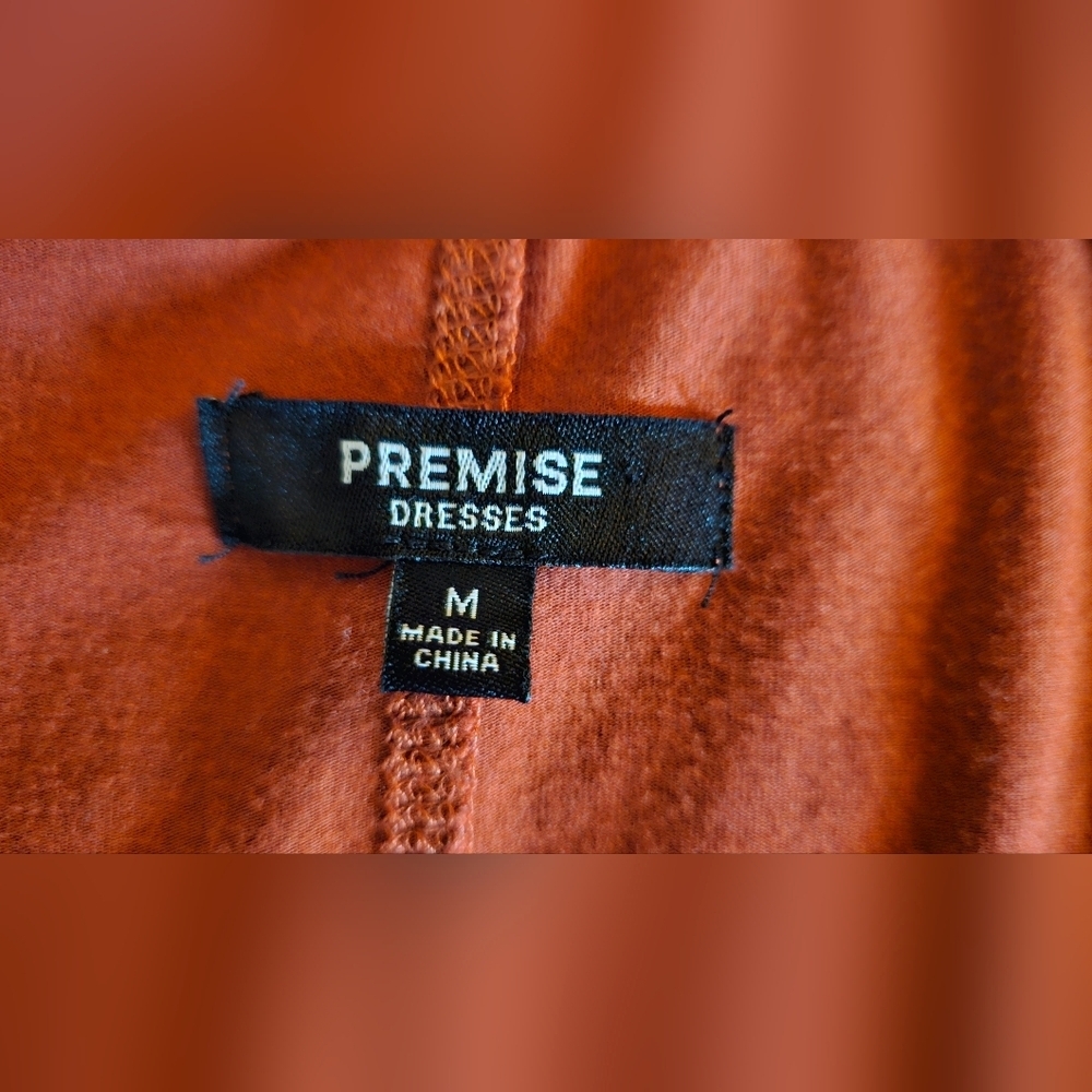Zenana Premium V-Neck T-Shirt Dress Rust Orange Pockets - Picture 4 of 4